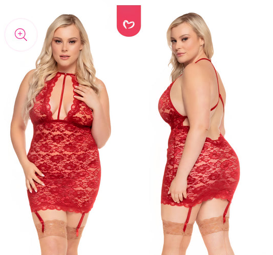 Sangria Lace Slip with Garters