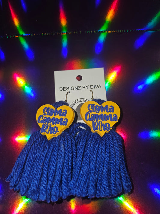 Blue Heart Rho Earrings