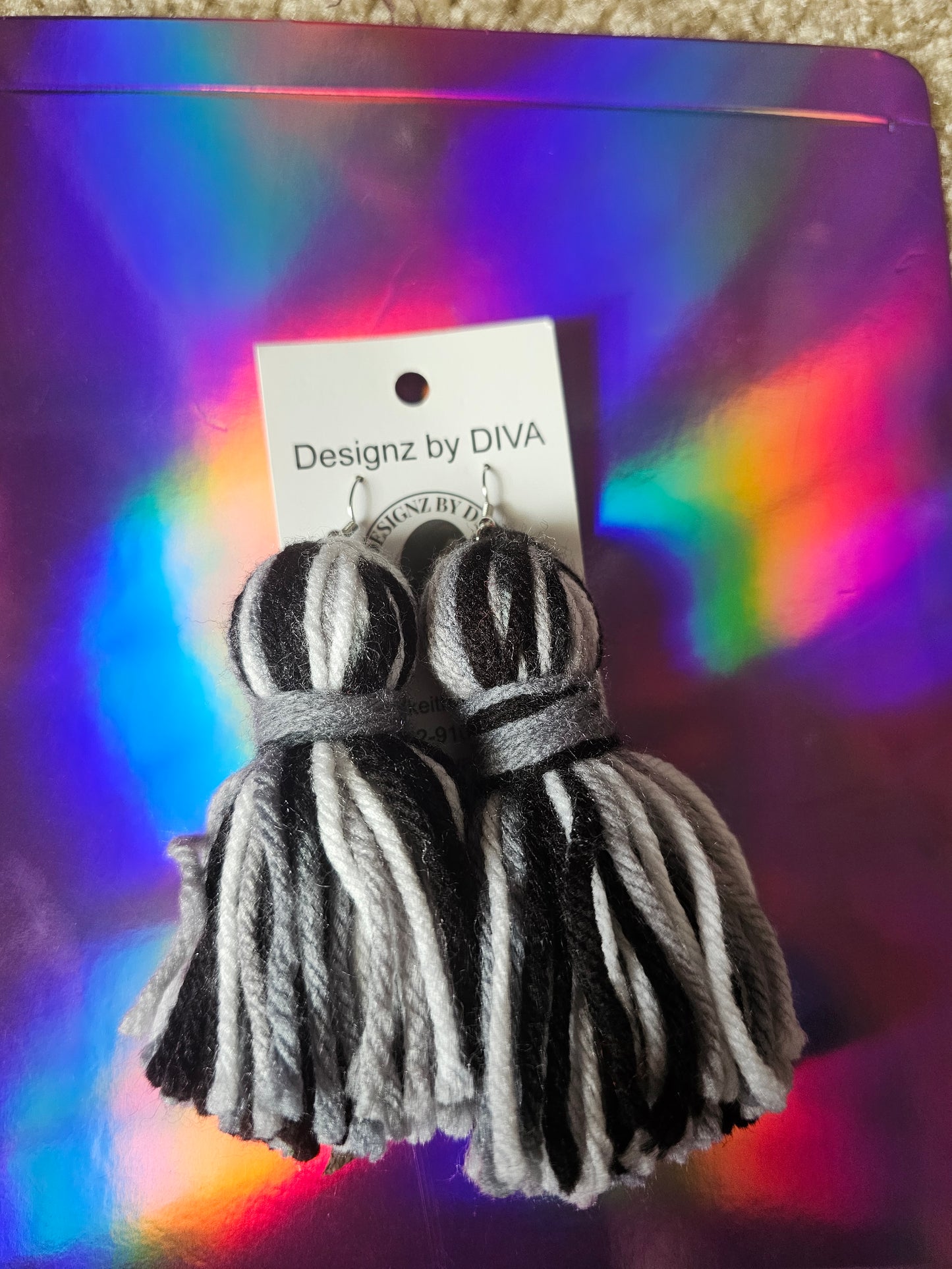 Grey black & white earrings