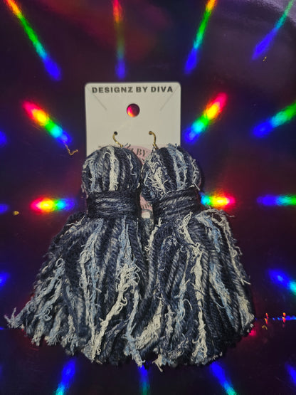 Blue Jean Distressed Earrings