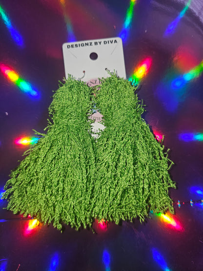 Lime Green Distressed Earrings