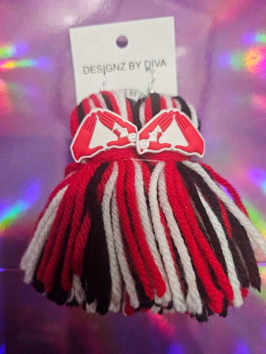 Crimson Diva Hand Sign Tassel Earrings ❤️
