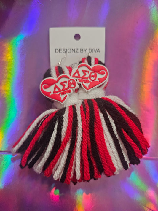 Crimson Diva Heart Tassel Earrings ❤️