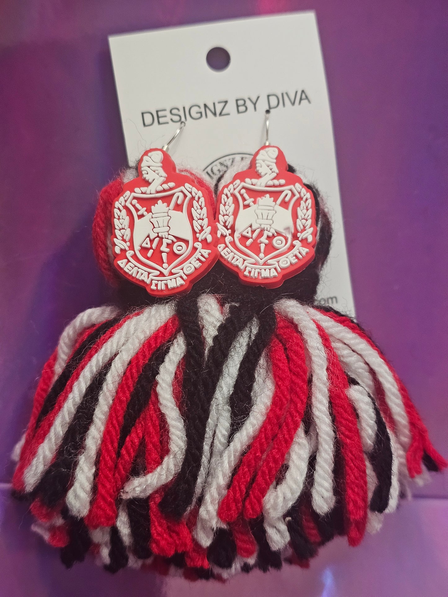 Crimson Diva Crest Tassel Earrings ❤️