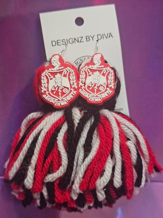 Crimson Diva Crest Tassel Earrings ❤️